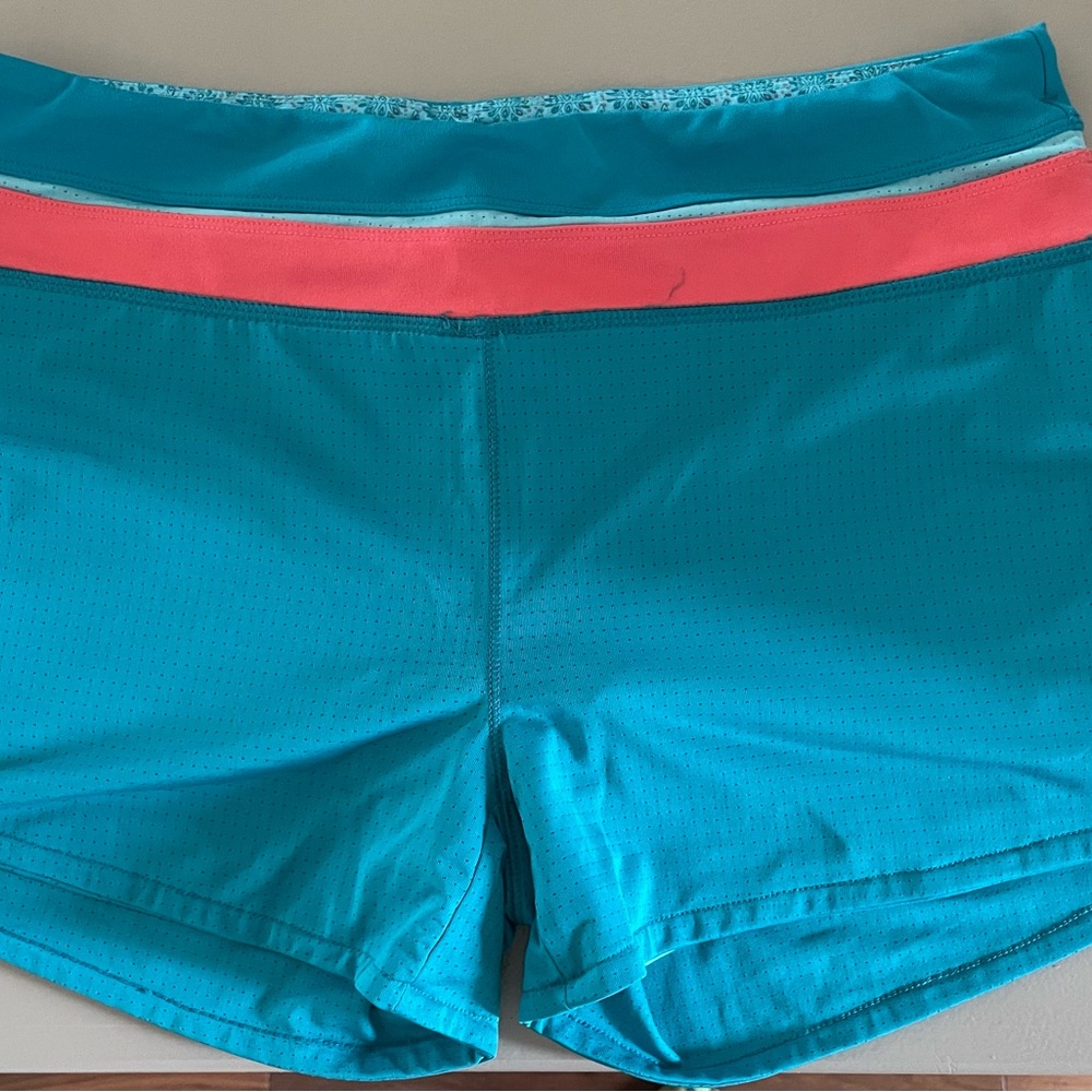 Women's Teal and Pink Athletic Shorts